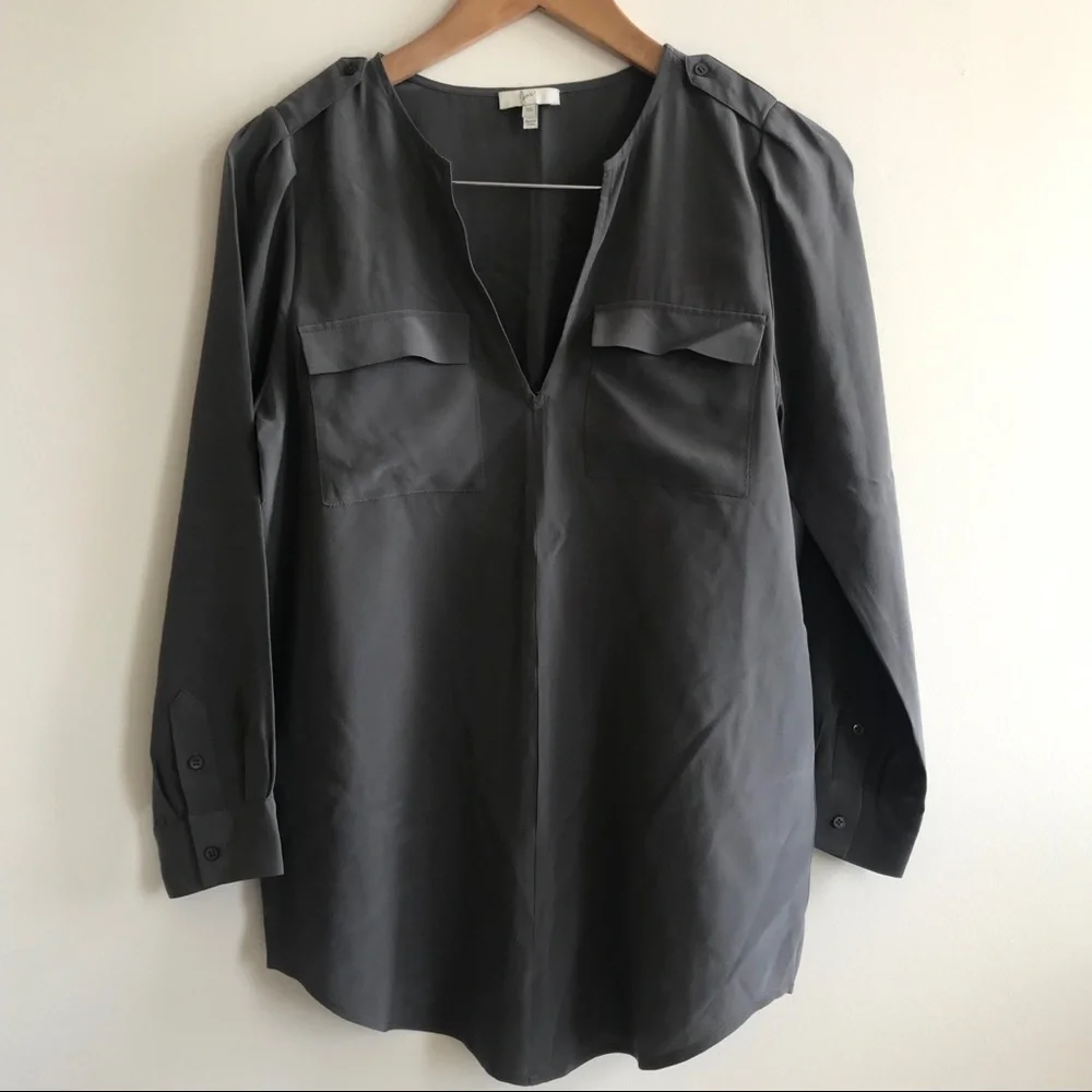 Joie gray silk top - Picture 1 of 4